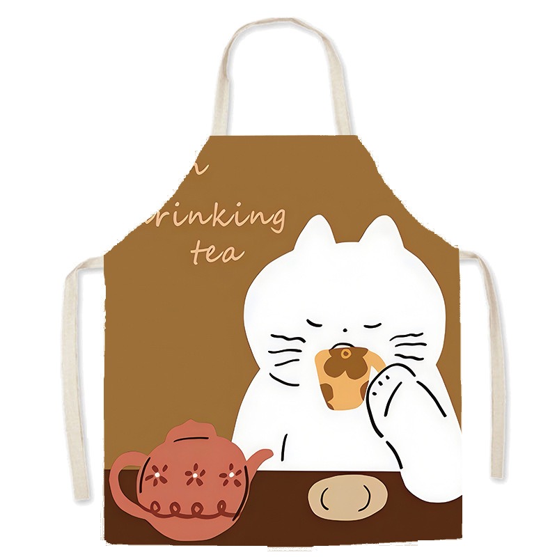 Cute White Cat Printed Apron C - Home Cooking Cafe 评论和价格