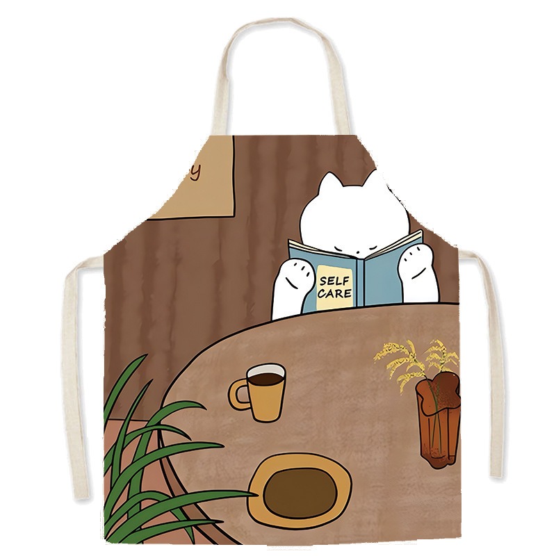 Cute White Cat Printed Apron C - Home Cooking Cafe 评论和价格