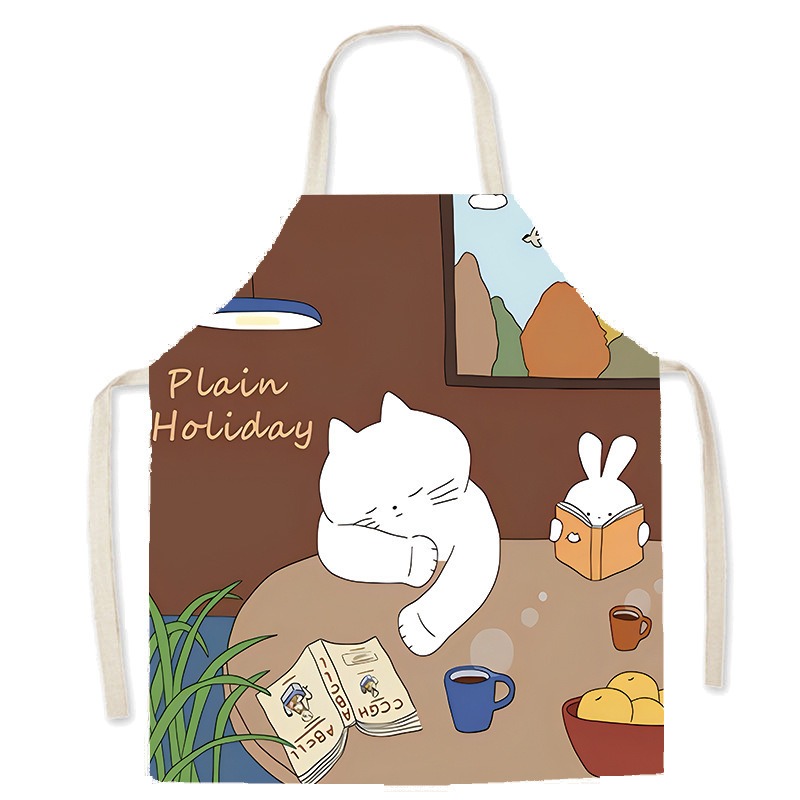 Cute White Cat Printed Apron C - Home Cooking Cafe 评论和价格